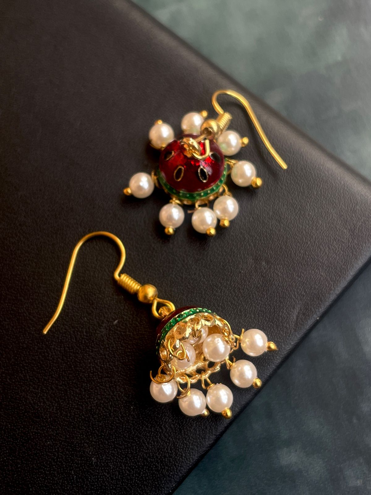 Meenakari Box and Jhumki set of 2 pairs