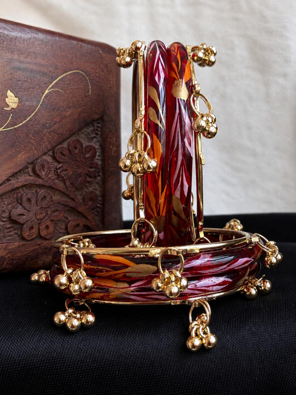 Glass Bangles with Metal Bangles set