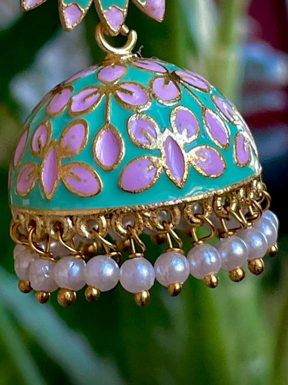 Meenakari Dome Shape Jhumka Earring
