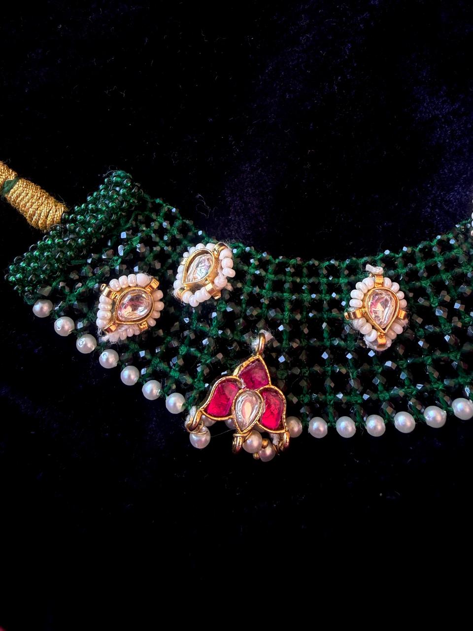 Kundan Meenakari Motif Hydro Beaded Choker Necklace