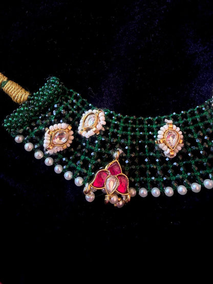 Kundan Meenakari Motif Hydro Beaded Choker Necklace