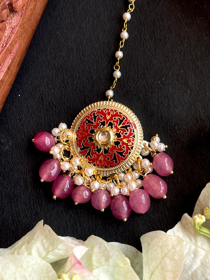 Stone Bead Meenakari Mangtika