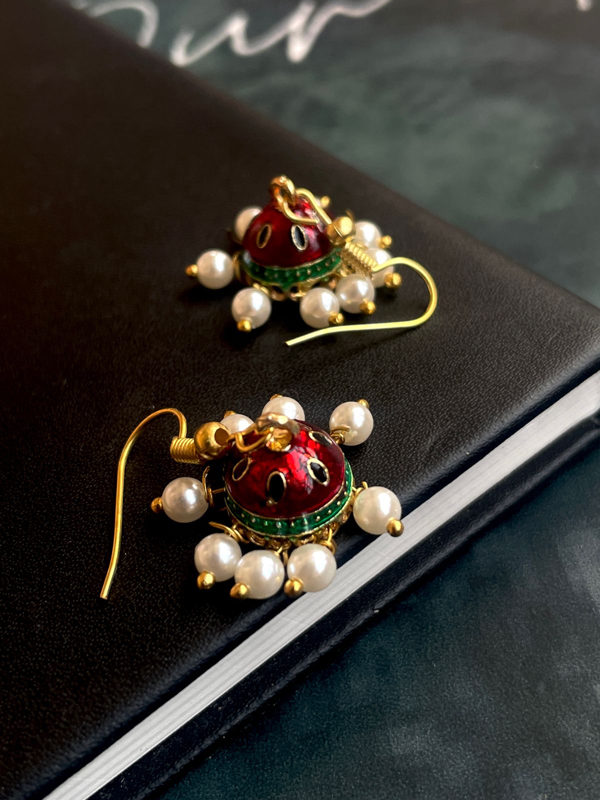 Meenakari Box and Jhumki set of 2 pairs