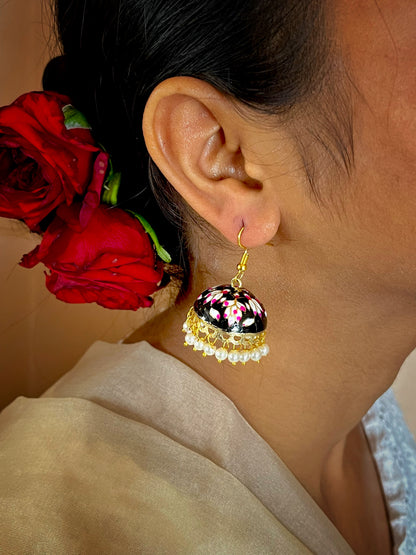 Meenakari Dome Shape Jhumka Earring