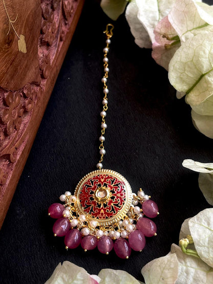 Stone Bead Meenakari Mangtika