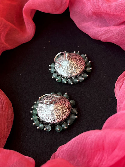 Glass Beads Oxidized Jhumki Earring