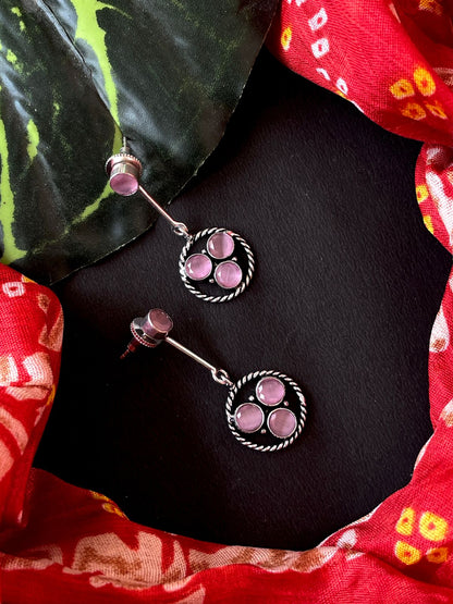 Monalisa Stone Oxidized Hanging Earring