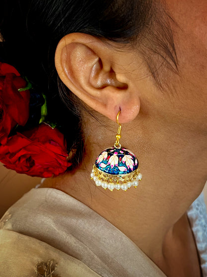 Meenakari Dome Shape Jhumka Earring