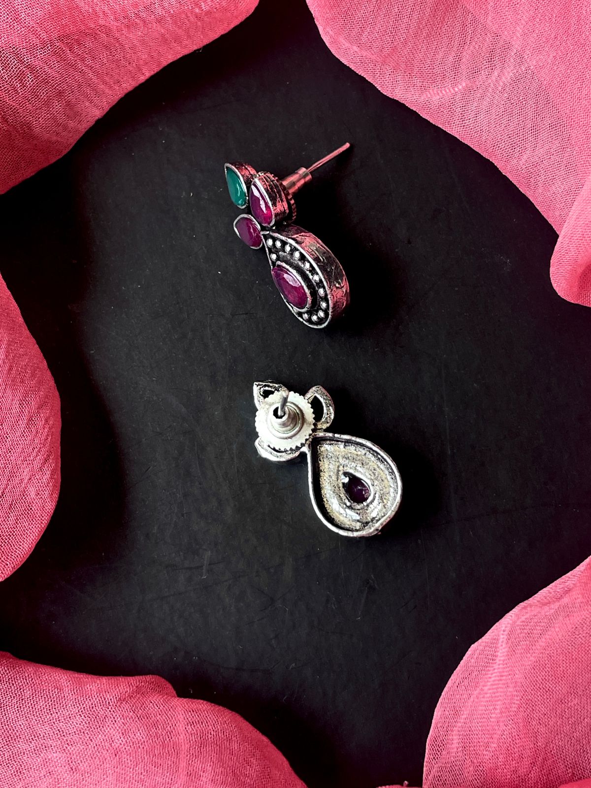 Monalisa Stone Oxidized Stud Earring