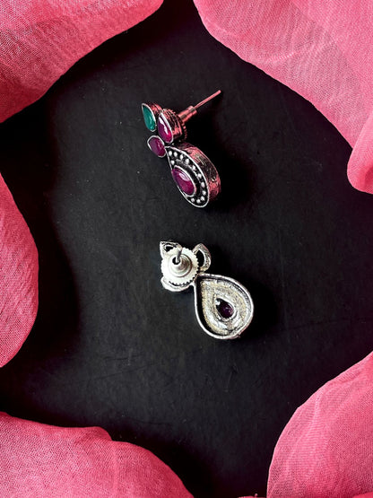 Monalisa Stone Oxidized Stud Earring