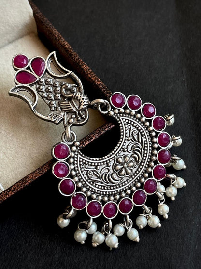 Oxidized Antique Look Stone work Drop Earring