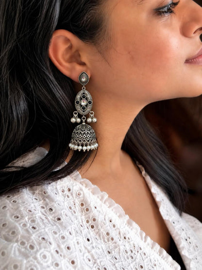 Oxidized Top with Jhumki Partywear Earring
