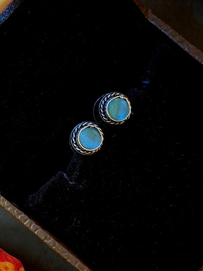 Set of 2 Oxidized Monalisa Stone Studs with One Oxidized Jhumki Earring