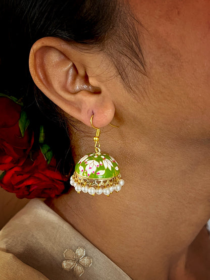 Meenakari Dome Shape Jhumka Earring