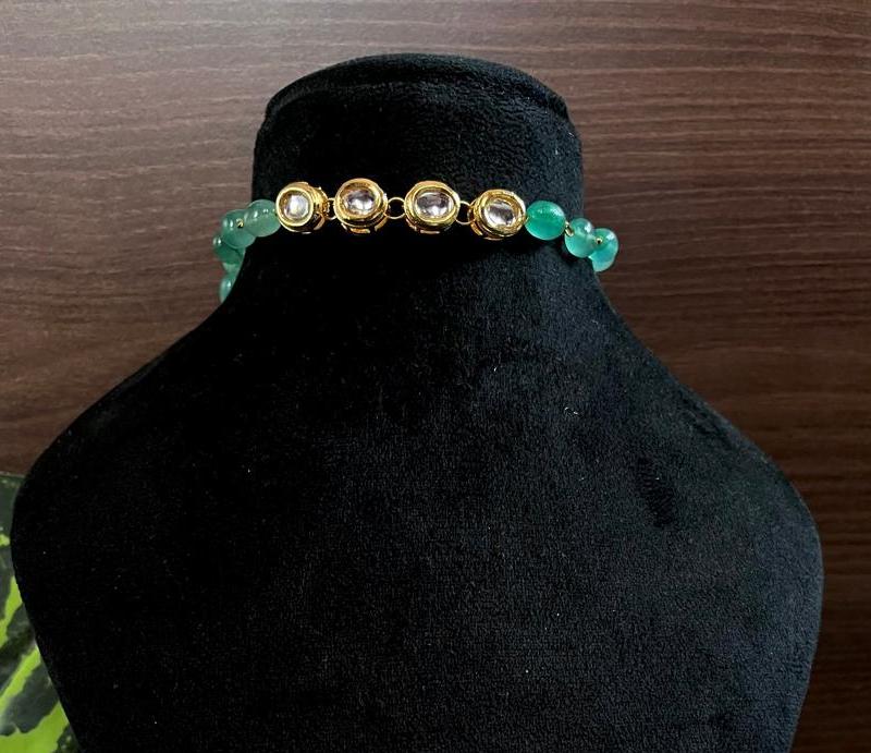 Stone Beads with Kundan Single Layer Choker Necklace