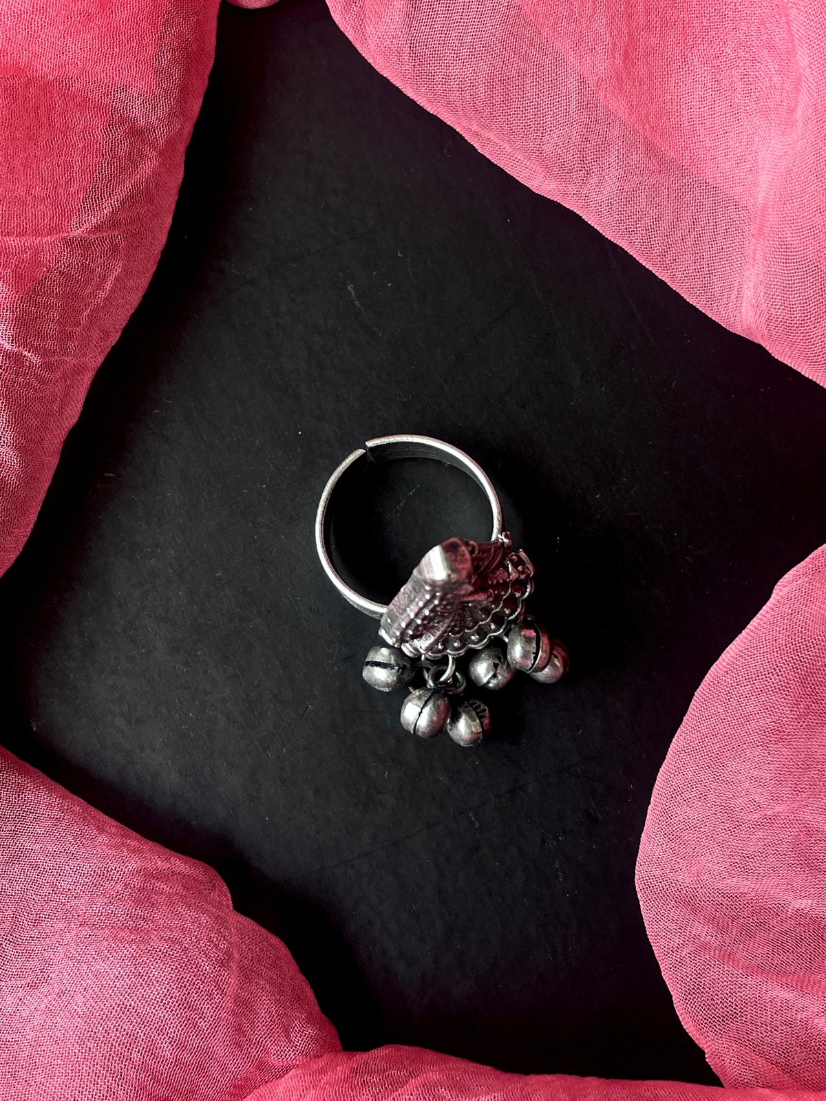 Oxidized Ethnic Ghunghroo Ring