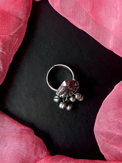 Oxidized Ethnic Ghunghroo Ring