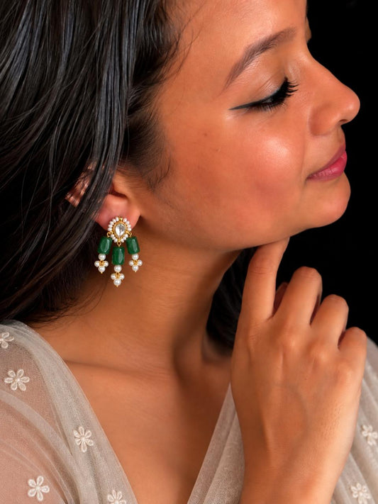 Pachi Kundan Stone Beaded Earring