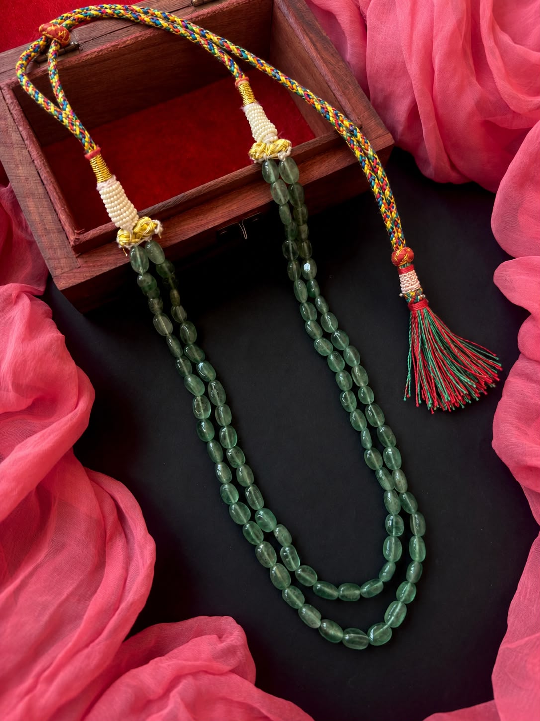 Strawberry Stone Beaded Double Layer Mala