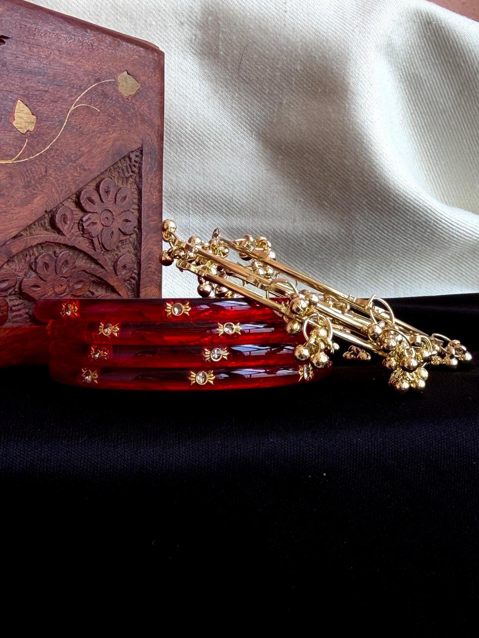 Acrylic Bangles with Metal Bangles set