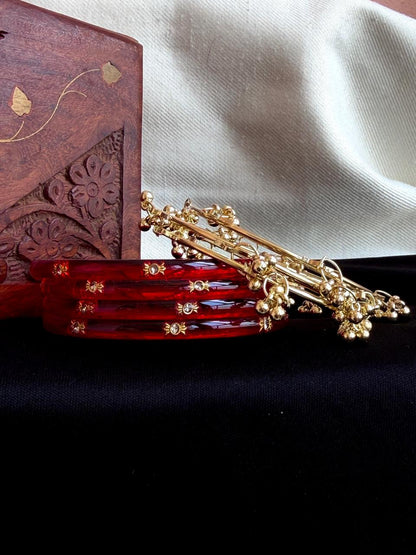 Acrylic Bangles with Metal Bangles set