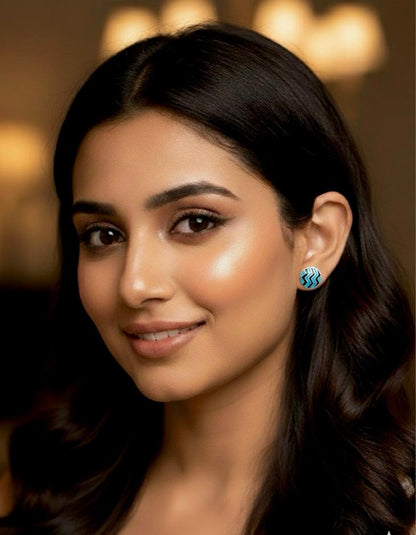Meenakari Geometrical 92.5 Silver Stud Earring