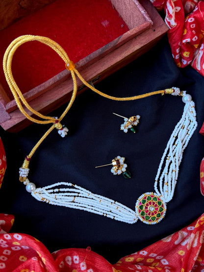 Pachi Kundan Pendant Choker Necklace with Earring set