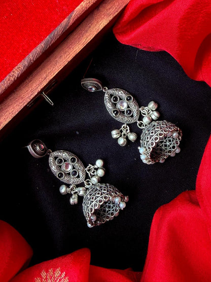 Oxidized Top with Jhumki Partywear Earring