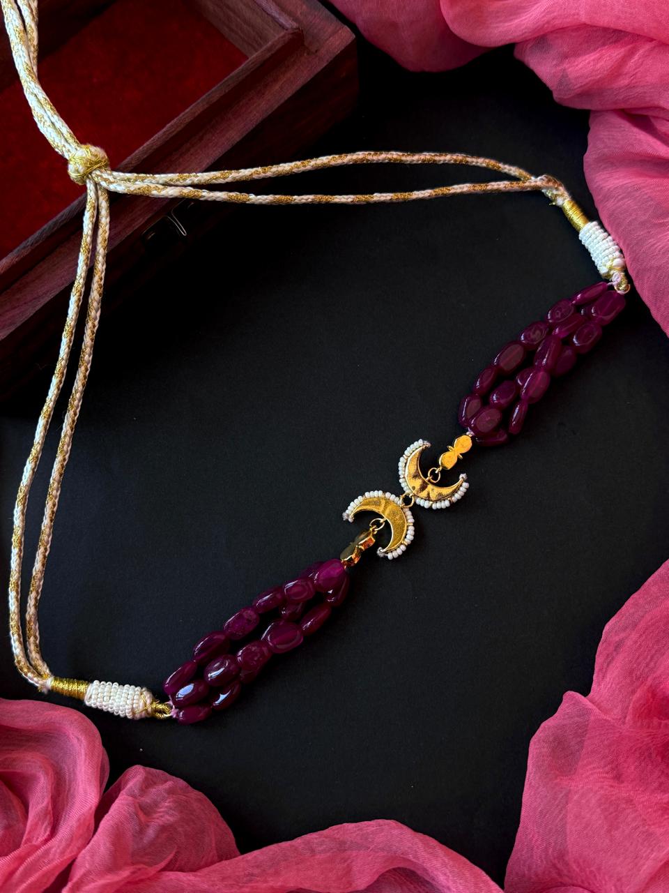 Pachi Kundan Pendant Stone Beaded Mala Necklace