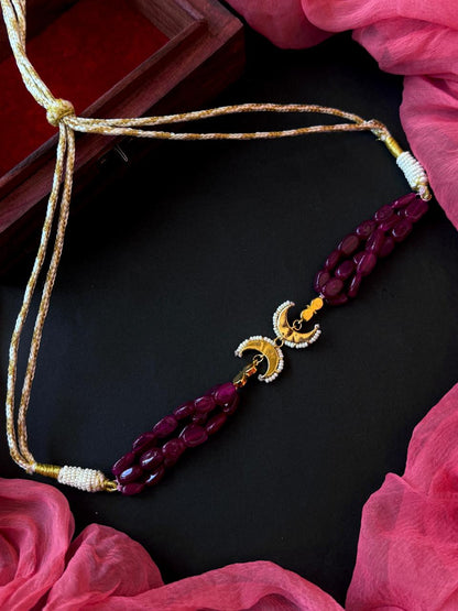 Pachi Kundan Pendant Stone Beaded Mala Necklace