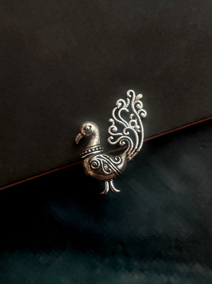 Peacock Shape Oxidized Small Stud Earring