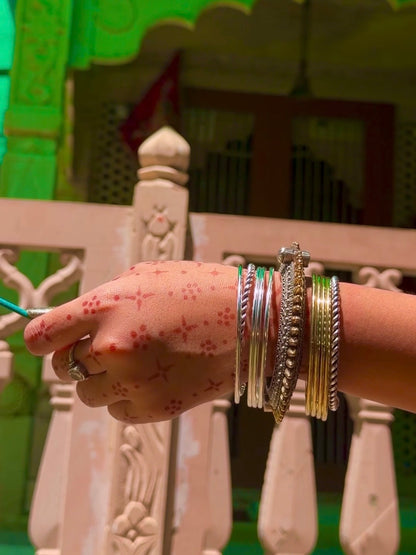Silver and Golden Bangles with Dual Tone Kada set