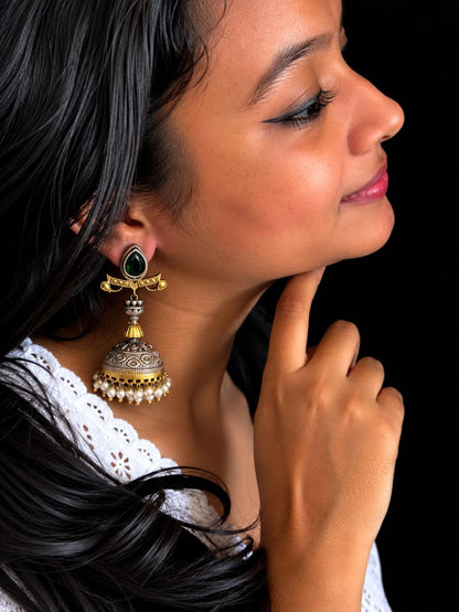 Monalisa Stone Dual Tone Partywear Long Earring