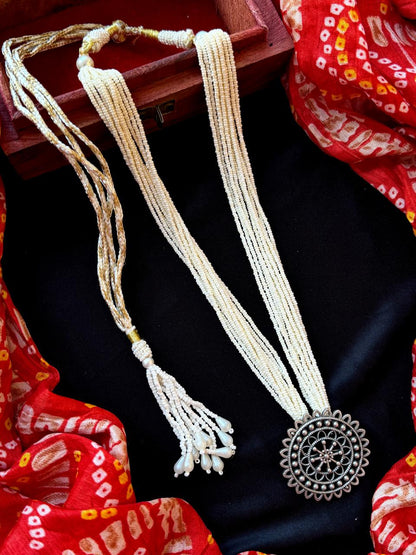 Oxidized Pendant Cheer Multi Layered Mala Necklace