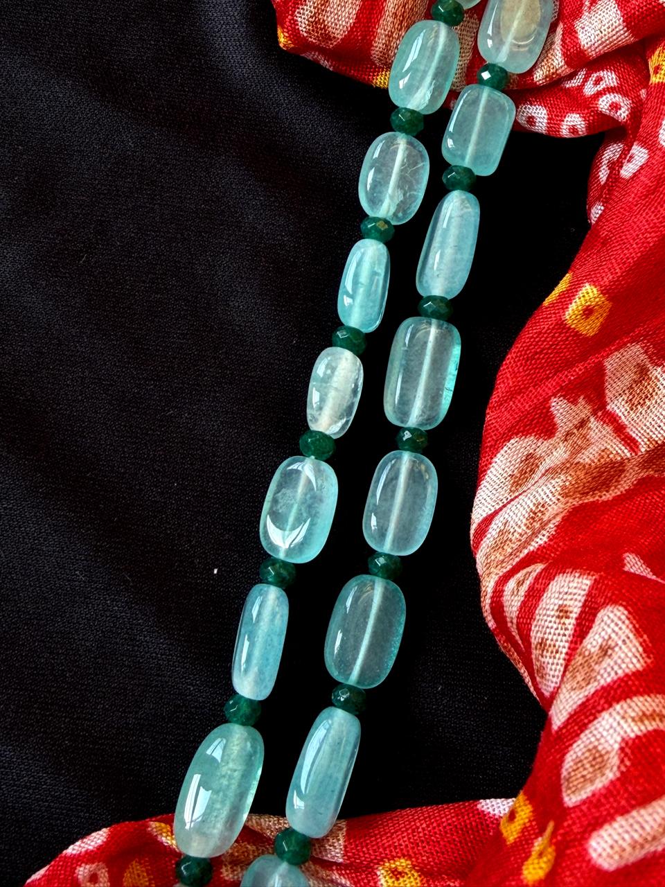 Glass Jade Stone Duble Layer Mala Necklace
