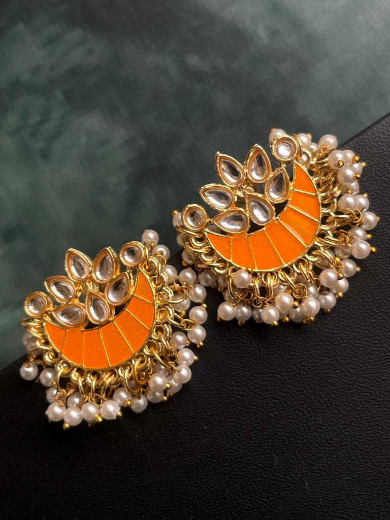 Meenakari Chandbali Stud Earring