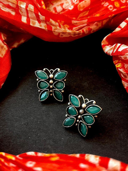 Monalisa Stone Oxidized Butterfly Earring