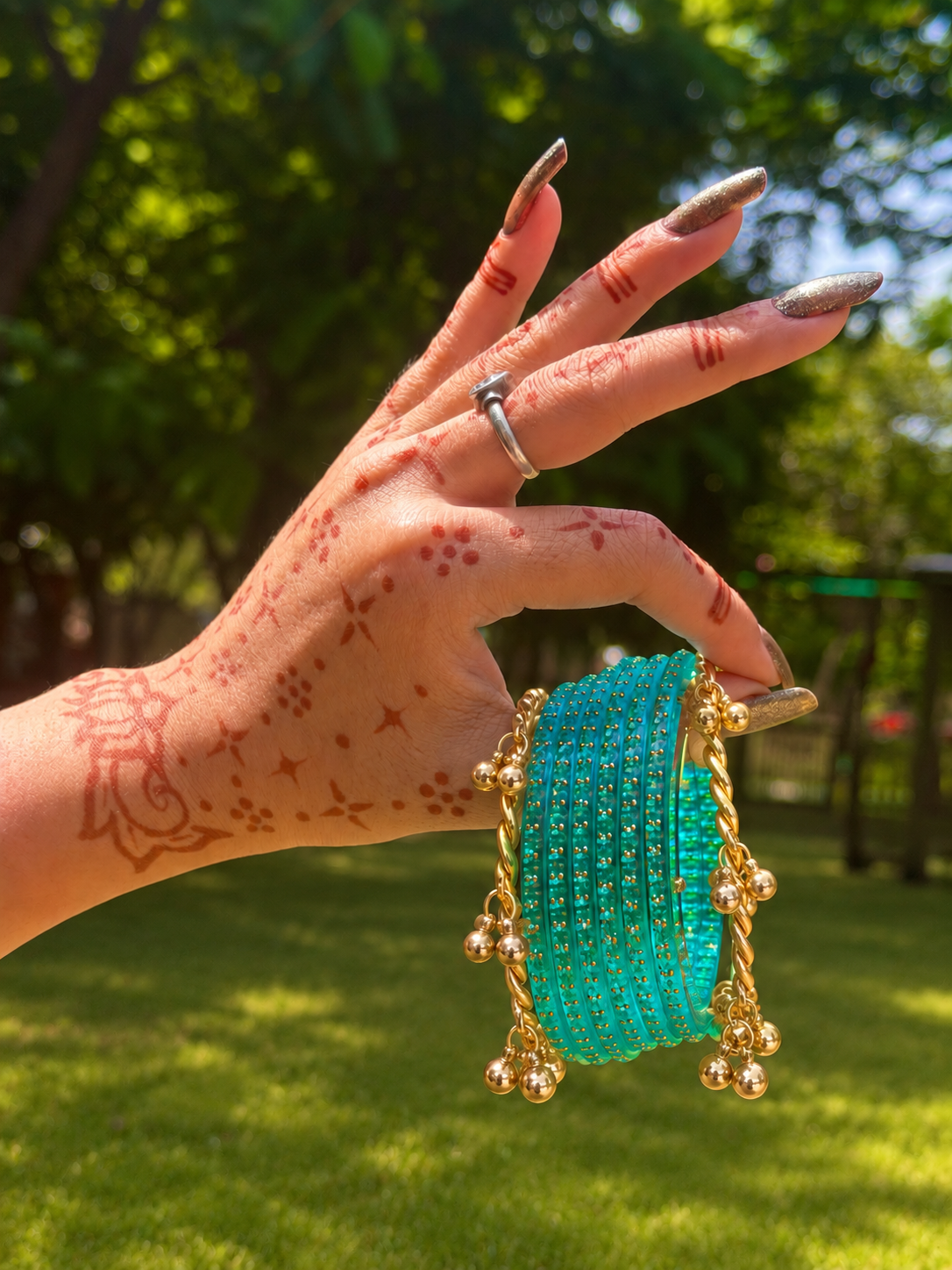 Acrylic Bangles with Metal Bangles set