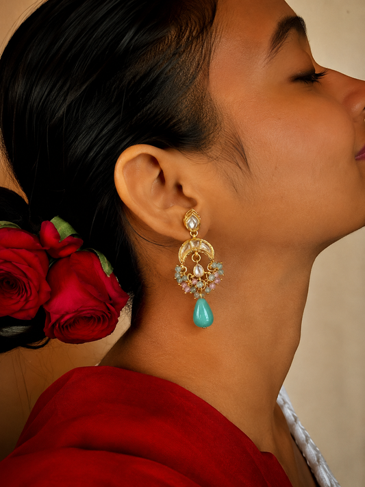 Kundan, Zade Stone with Cheer Earring