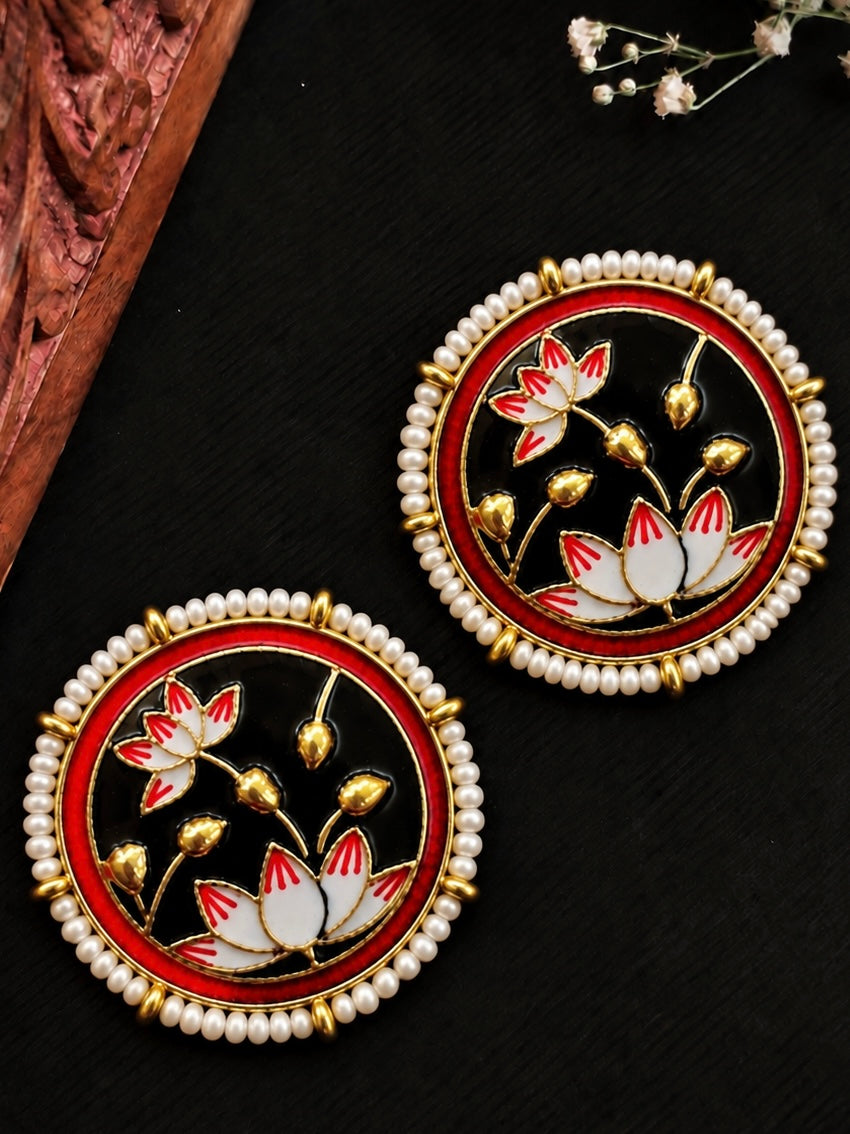 Meenakari Handmade Round Shape Stud Earring