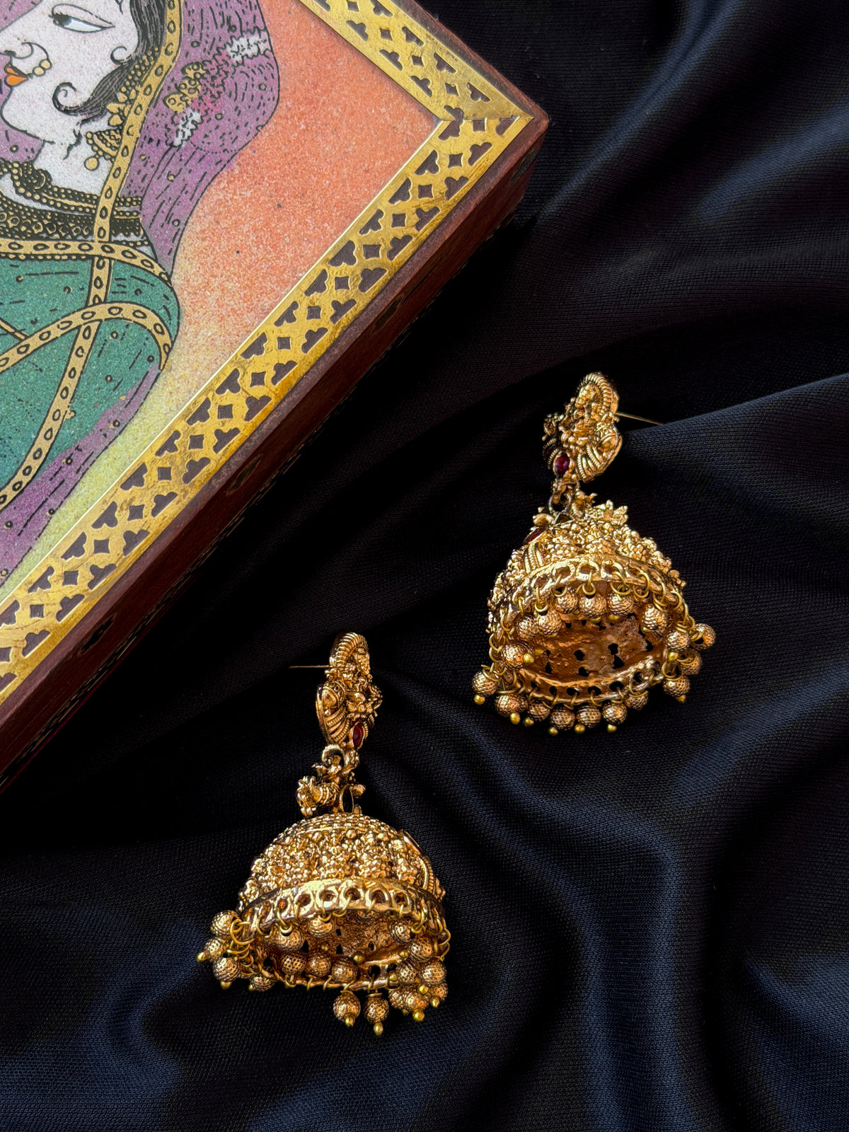 Matt Finish Golden Temple Earring
