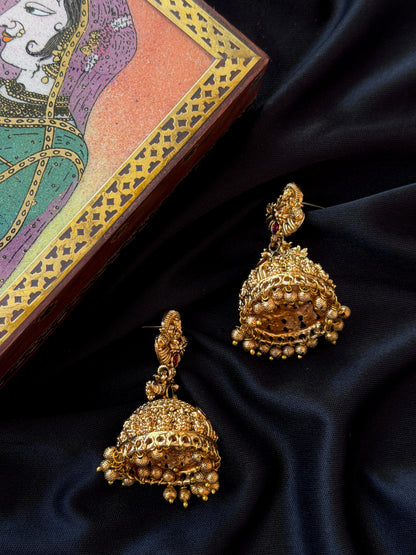 Matt Finish Golden Temple Earring