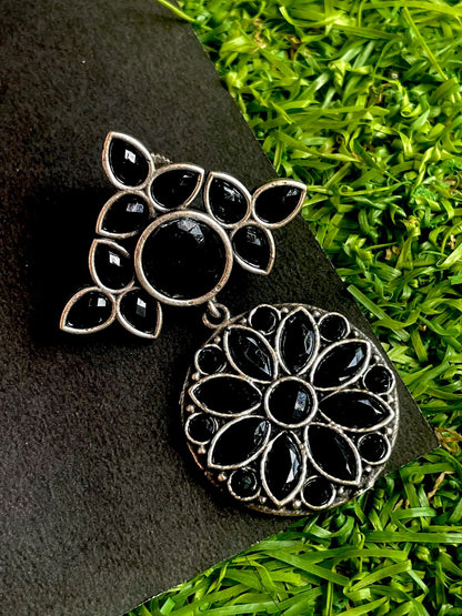 Oxidized Stone work Earring