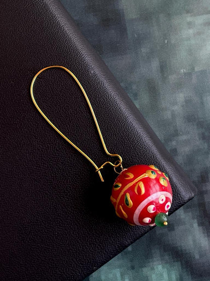 Hand Painted Wooden Beads Earring