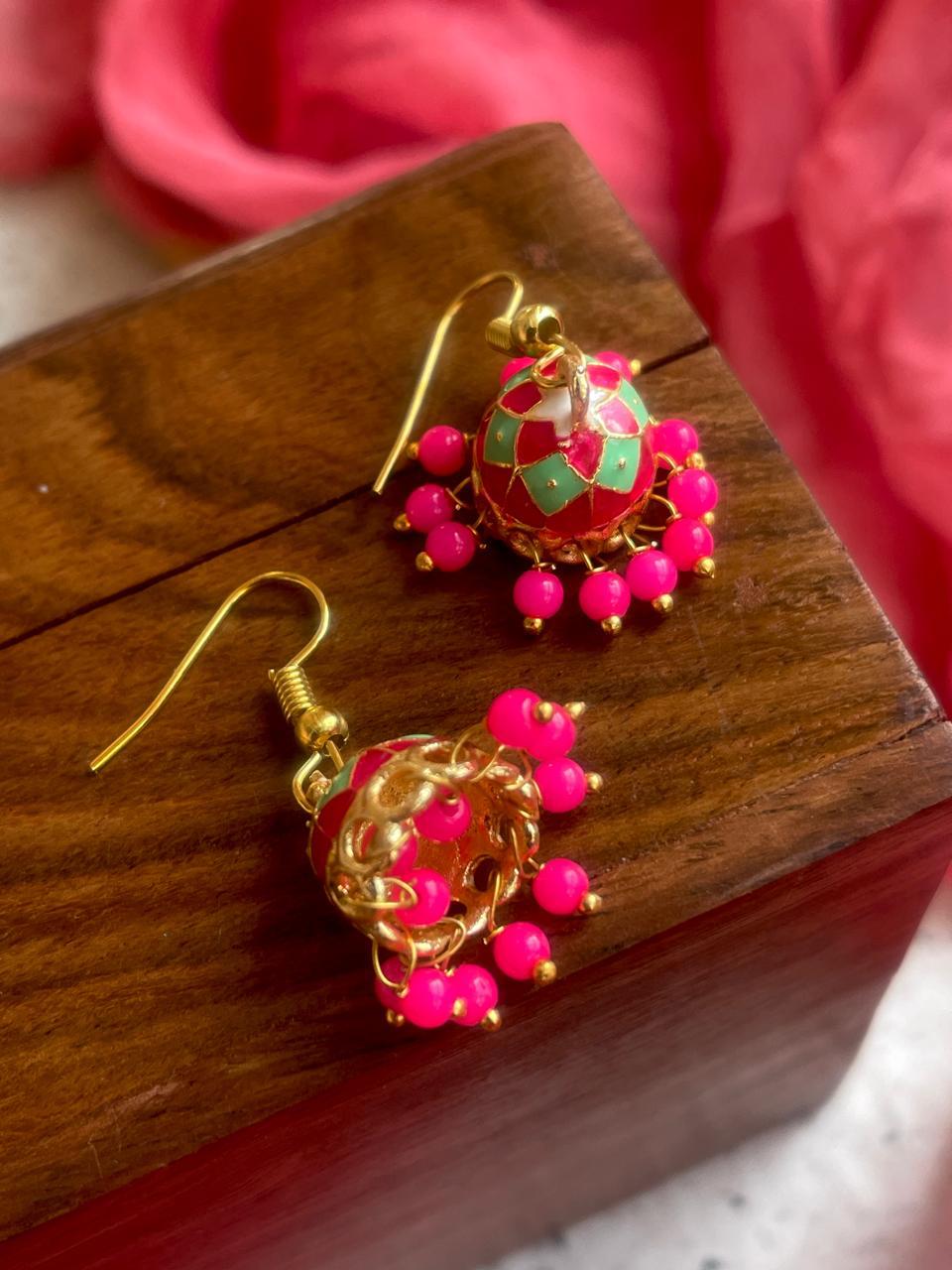 Meenakari Small Jhumki Earring (Set of 2 Pairs)