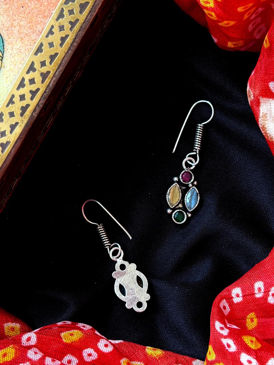 Monalisa Stone Hanging Silver Replica Earring