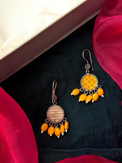 Hand Painted Beaded Oxidized Earring