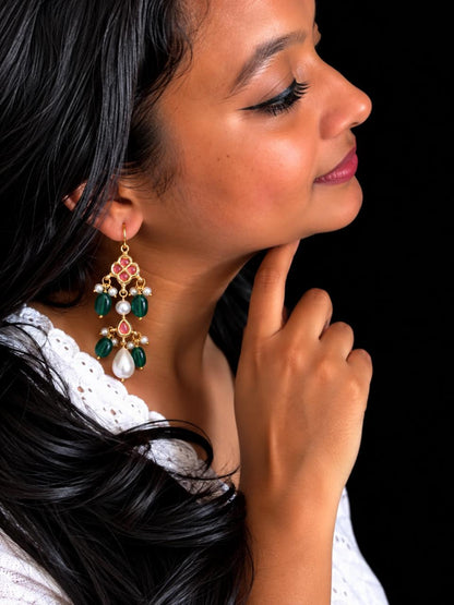 Kundan with Glass Pearl Ethnic earring