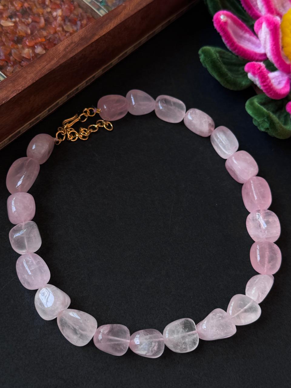 Rose Quartz Stone Choker Necklace