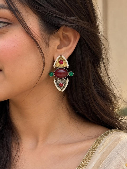 Monalisa Stone Dual Tone Earring